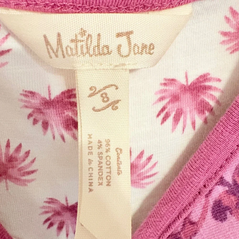 Matilda Jane Girls Clearwater Pink Floral Bow Sleeveless Dress Size 8